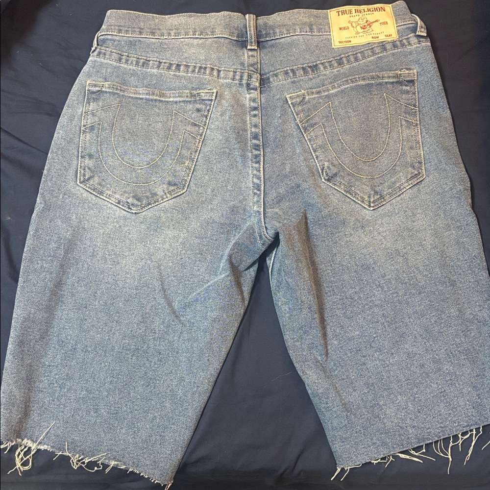 True Religion Light Blue Denim Cutoff Shorts